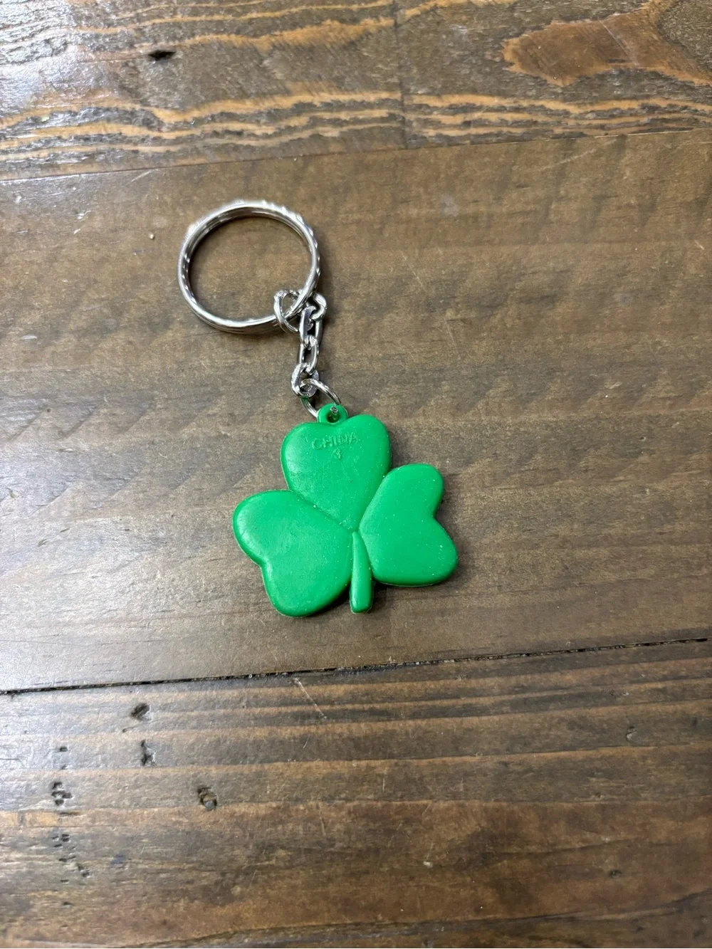 Smiley Shamrock Keychain - Green Clover Charm